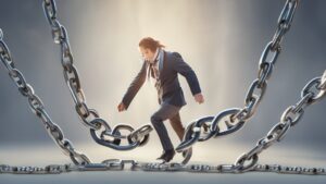a woman walking on a chain - Balancing Regulation and Trust: 5 Ways to Merge Faith with Work