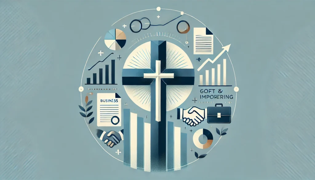 01B DALL·E 2024 09 29 19.59.04 A modern and professional wide format image for a blog post themed around Christ Centered business principles. The design should include a cross subtl The Gospel Era